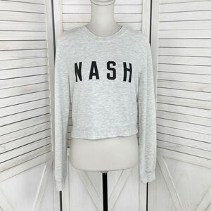 NASH Ribbed Knit Cropped Pullover Shirt Grey Large